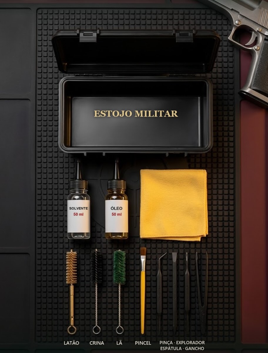 Arte da publicação ALVO CERTO: Kit de limpeza para arma curta